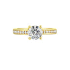 14Kt Yellow Semi Mount 1/4Ctw For 1Ctw Round Center