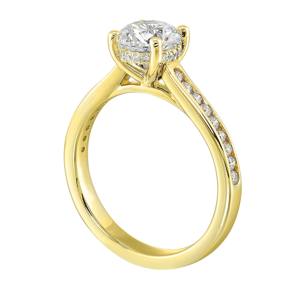 14Kt Yellow Semi Mount 1/4Ctw For 1Ctw Round Center