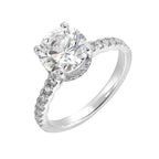 14Kt White Semi Mount 3/8Ctw For 2Ctw Round Center