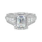 14Kt White Semi Mount 1 1/3Ctw For 2Ctw Emerald Cut Center