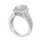 14Kt White Semi Mount 1 1/3Ctw For 2Ctw Emerald Cut Center