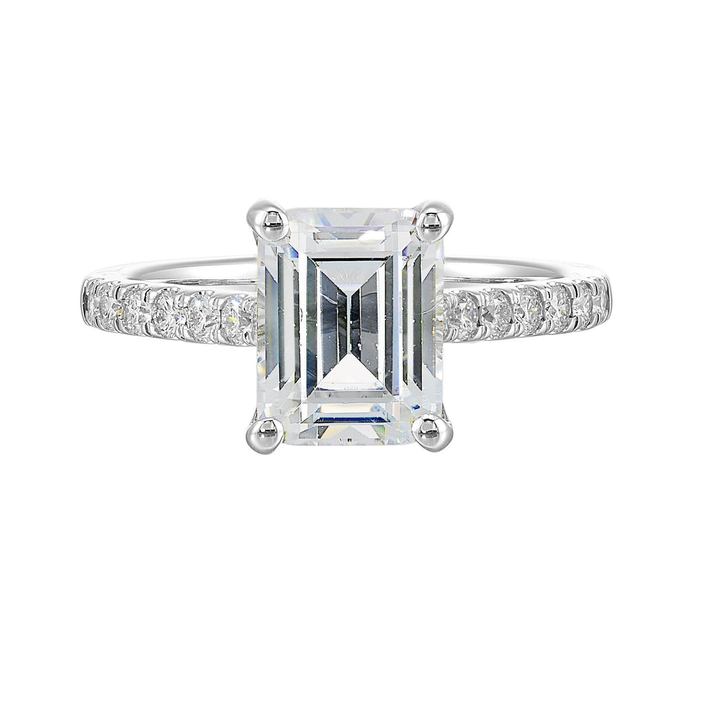 14Kt White Semi Mount 1/2Ctw For 3Ctw Emerald Cut Center