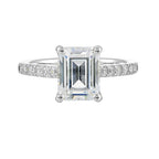 14Kt White Semi Mount 1/2Ctw For 3Ctw Emerald Cut Center