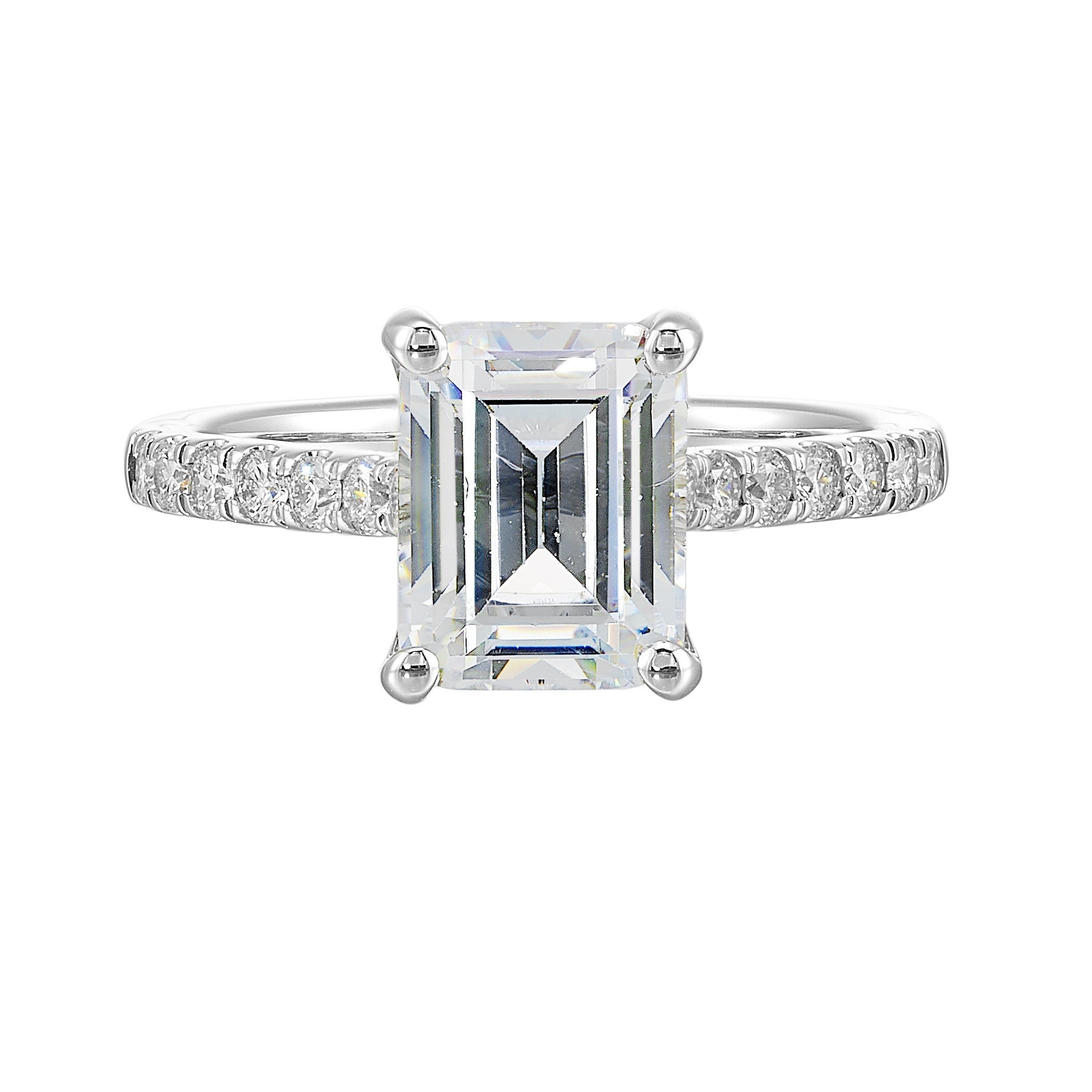 14Kt White Semi Mount 1/2Ctw For 3Ctw Emerald Cut Center