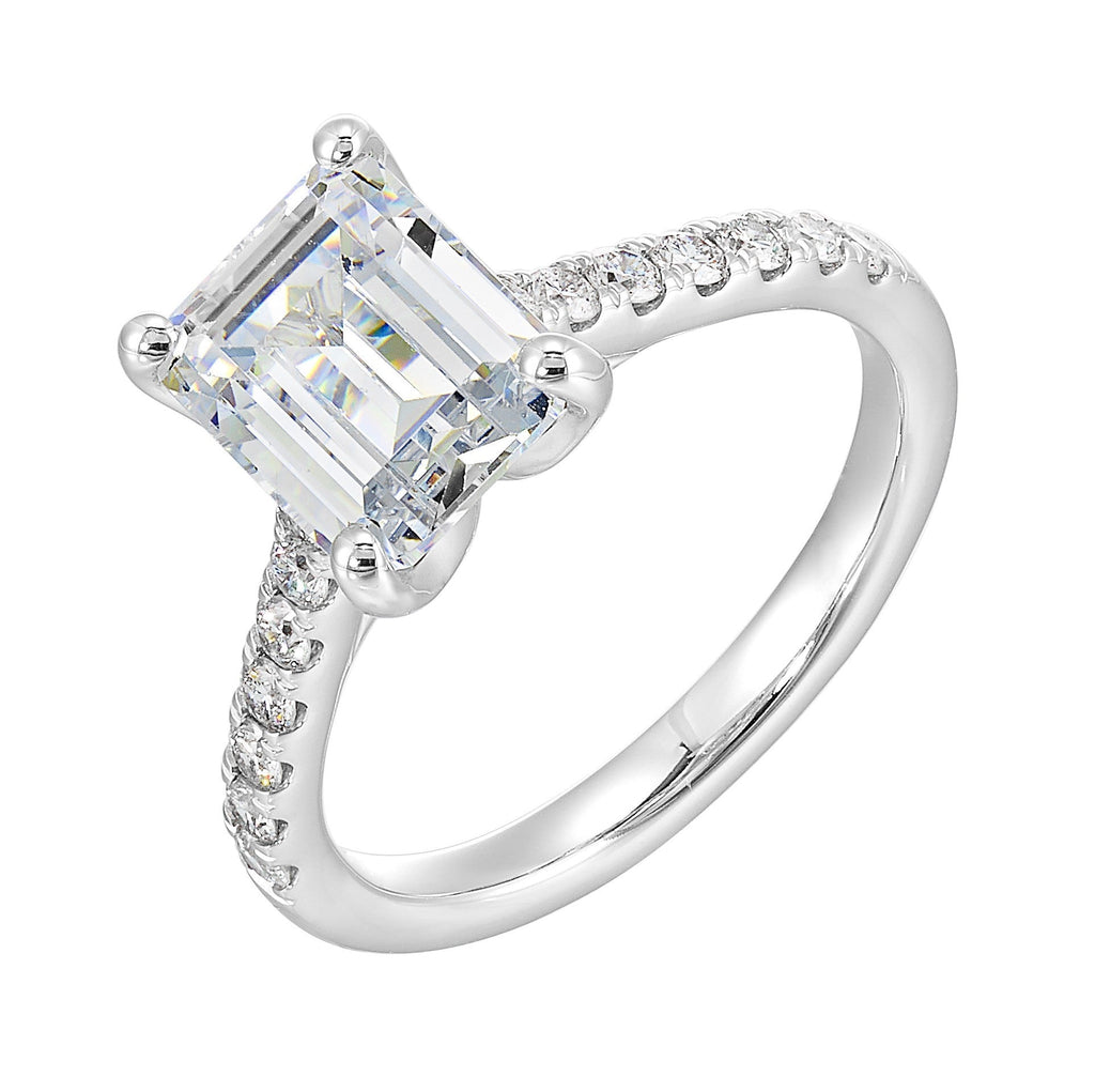 14Kt White Semi Mount 1/2Ctw For 3Ctw Emerald Cut Center