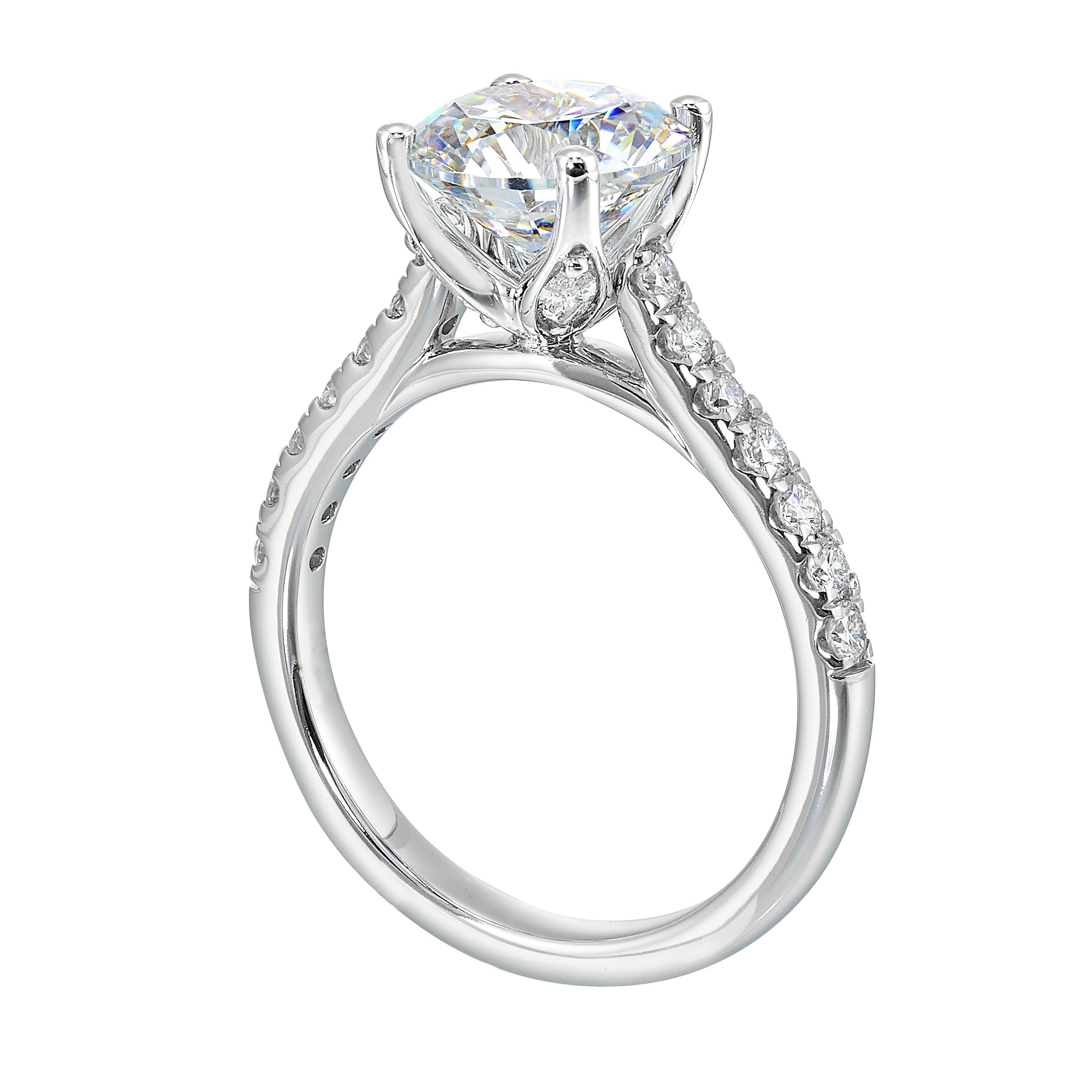 14Kt White Semi Mount 1/2Ctw For 2Ctw Round Center