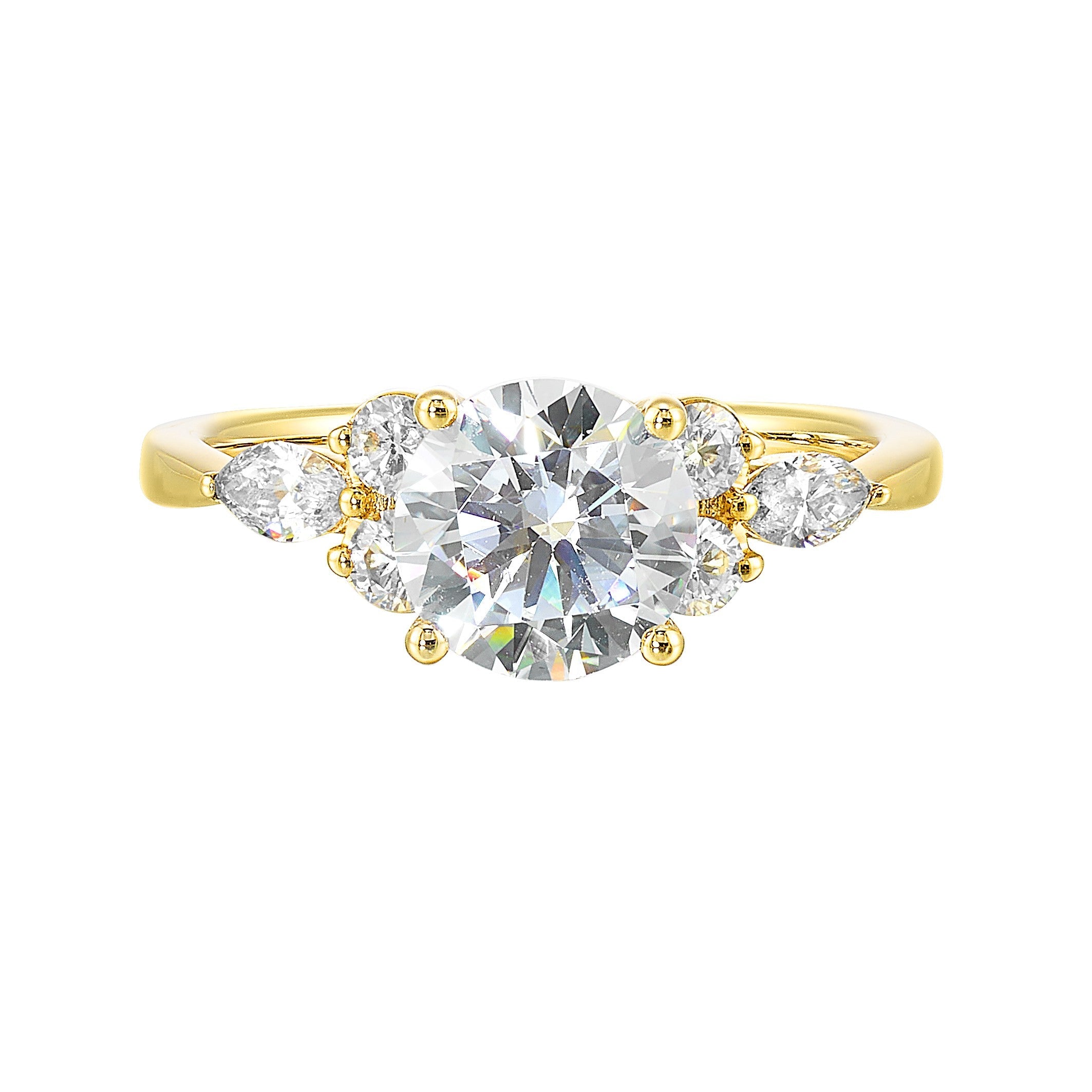 14Kt Yellow Semi Mount 3/8Ctw For 1 1/2Ct Round Center