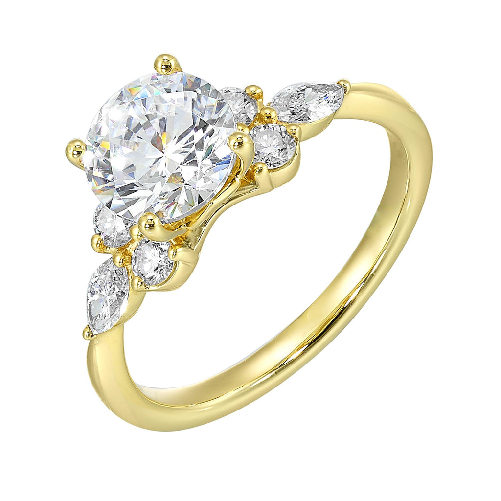 14Kt Yellow Semi Mount 3/8Ctw For 1 1/2Ct Round Center