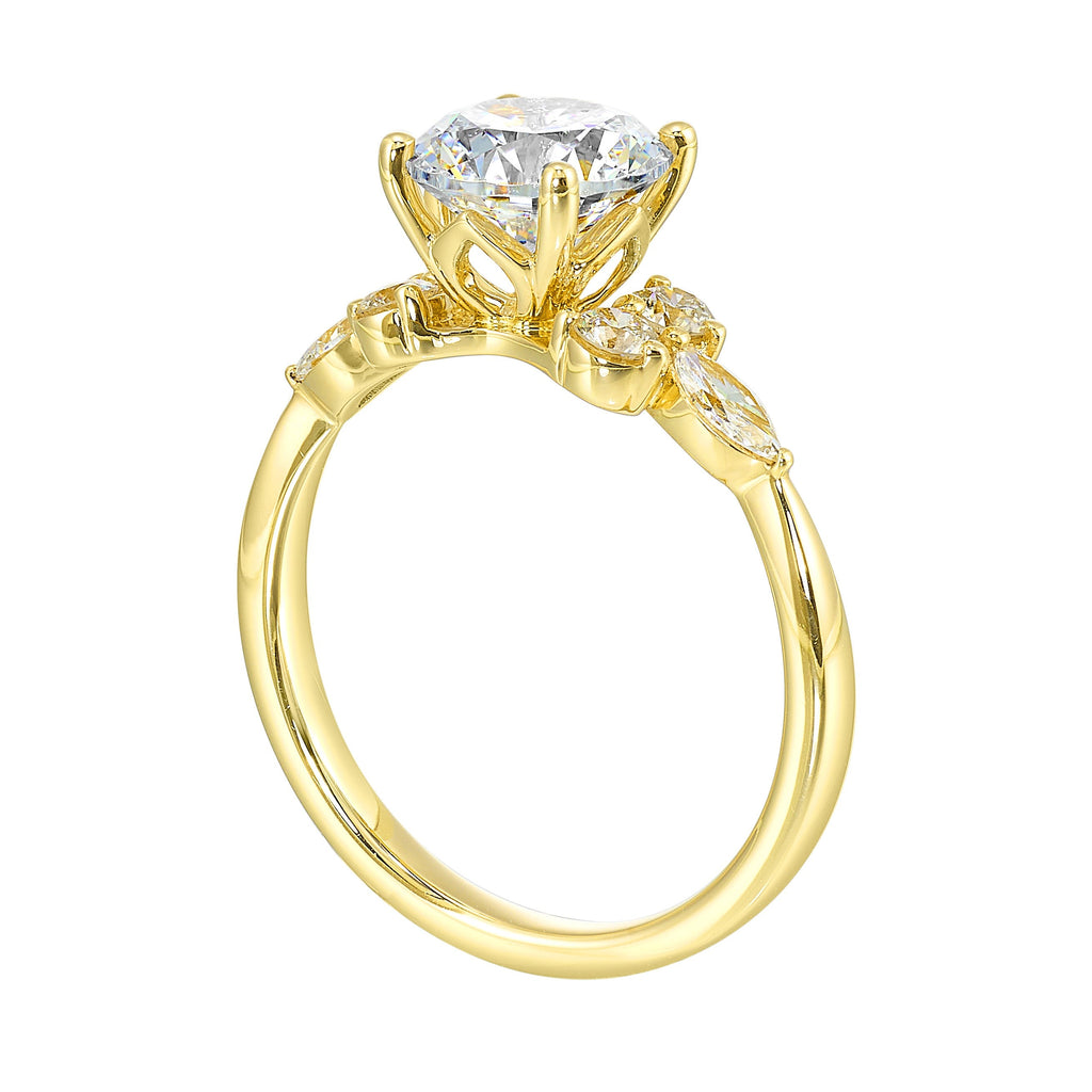 14Kt Yellow Semi Mount 3/8Ctw For 1 1/2Ct Round Center