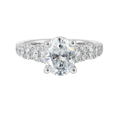 14Kt White Semi Mount 1Ctw For 2Ctw Oval Center
