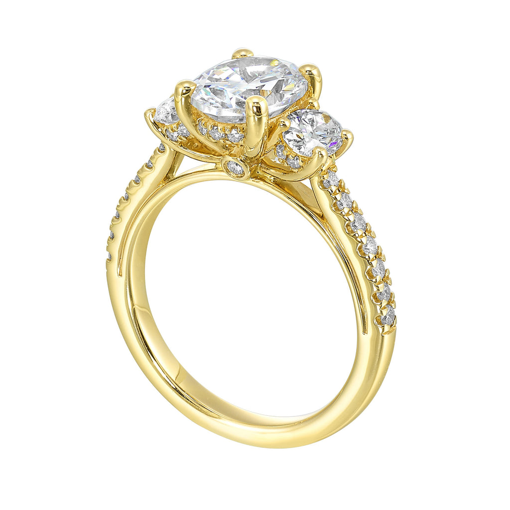 14Kt Yellow Semi Mount 7/8Ctw For 2Ctw Oval Center