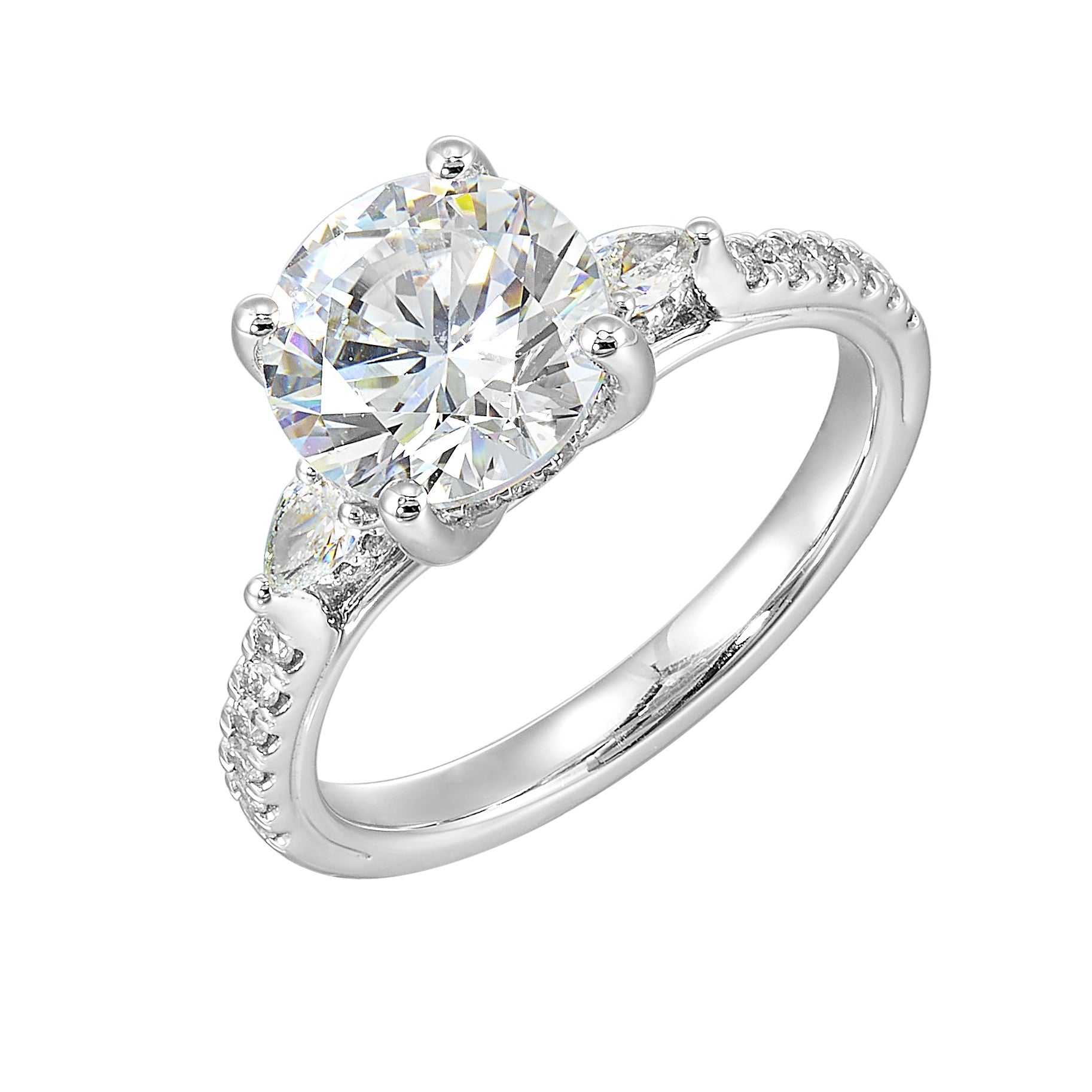 14Kt White Semi Mount 3/8Ctw For 2Ctw Round Center
