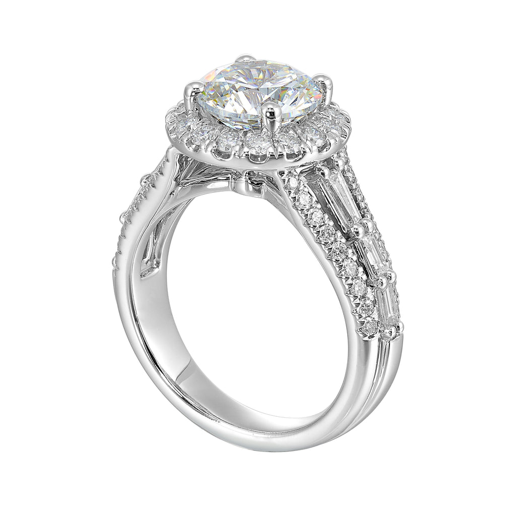 14Kt White Semi Mount 1Ctw For 2Ctw Round Center