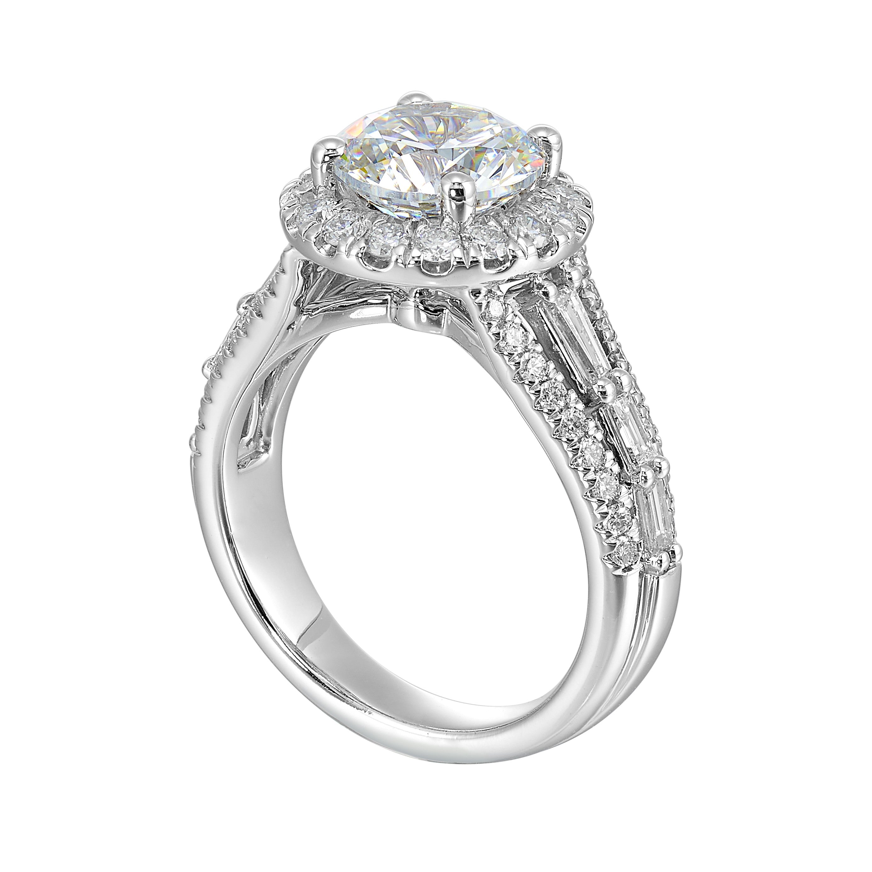 14Kt White Semi Mount 1Ctw For 2Ctw Round Center