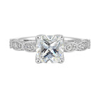 14Kt White Semi Mount 1/3Ctw For 2Ctw Cushion Center