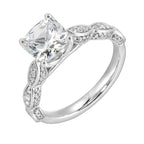 14Kt White Semi Mount 1/3Ctw For 2Ctw Cushion Center