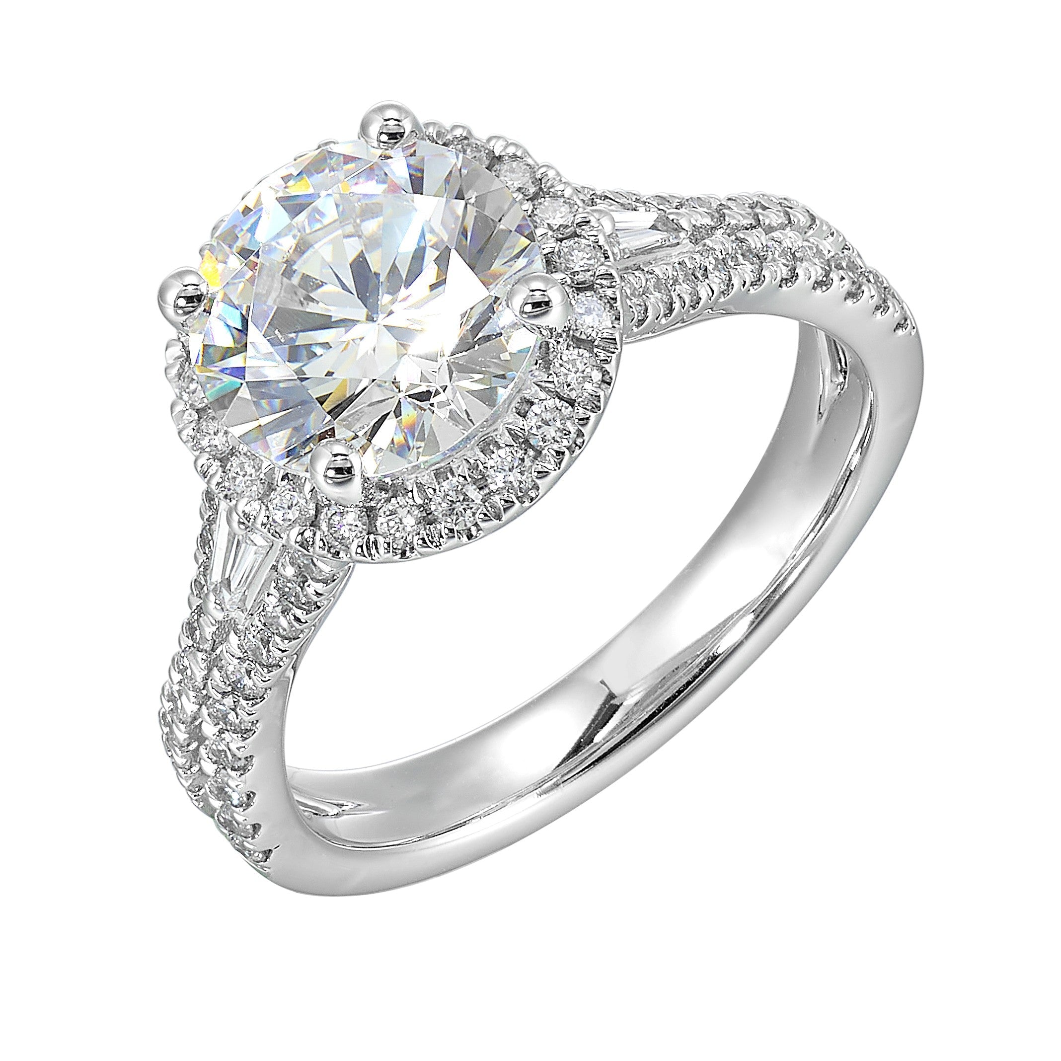 14Kt White Semi Mount 1/2Ctw For 2Ctw Round Center