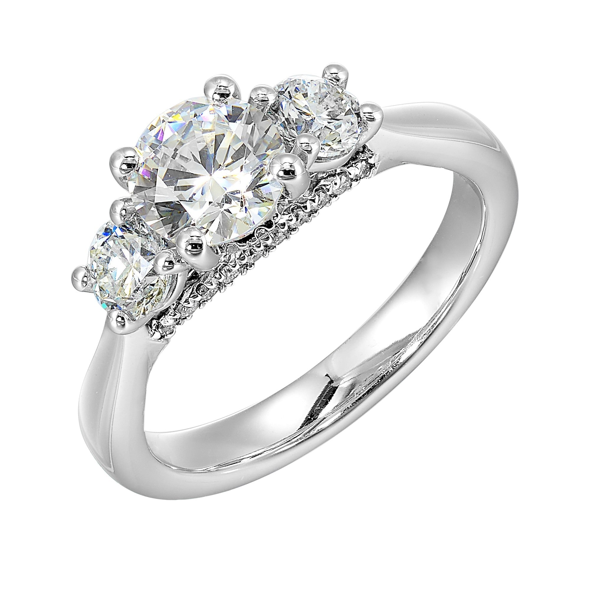 14Kt White Semi Mount 3/4Ctw For 1Ctw Round Center