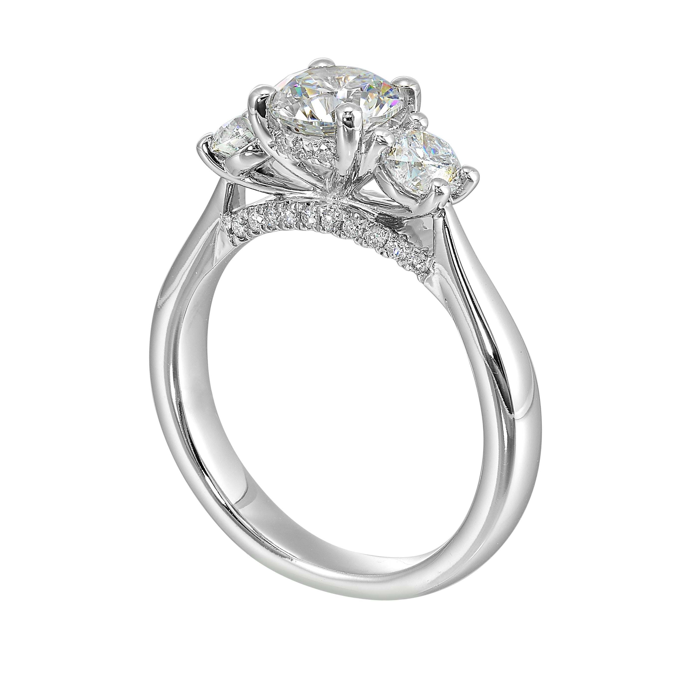 14Kt White Semi Mount 3/4Ctw For 1Ctw Round Center