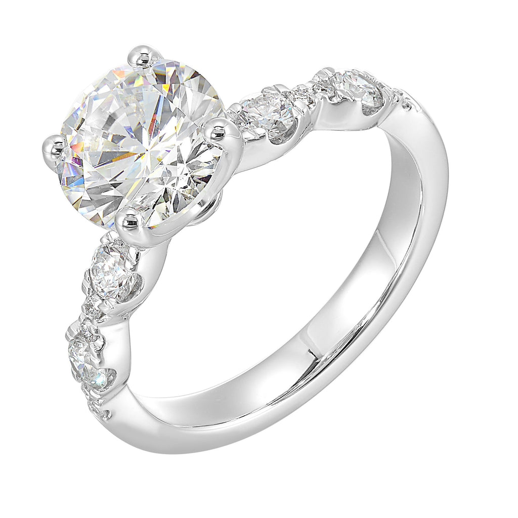 14Kt White Semi Mount 3/8Ctw For 2Ctw Round Center