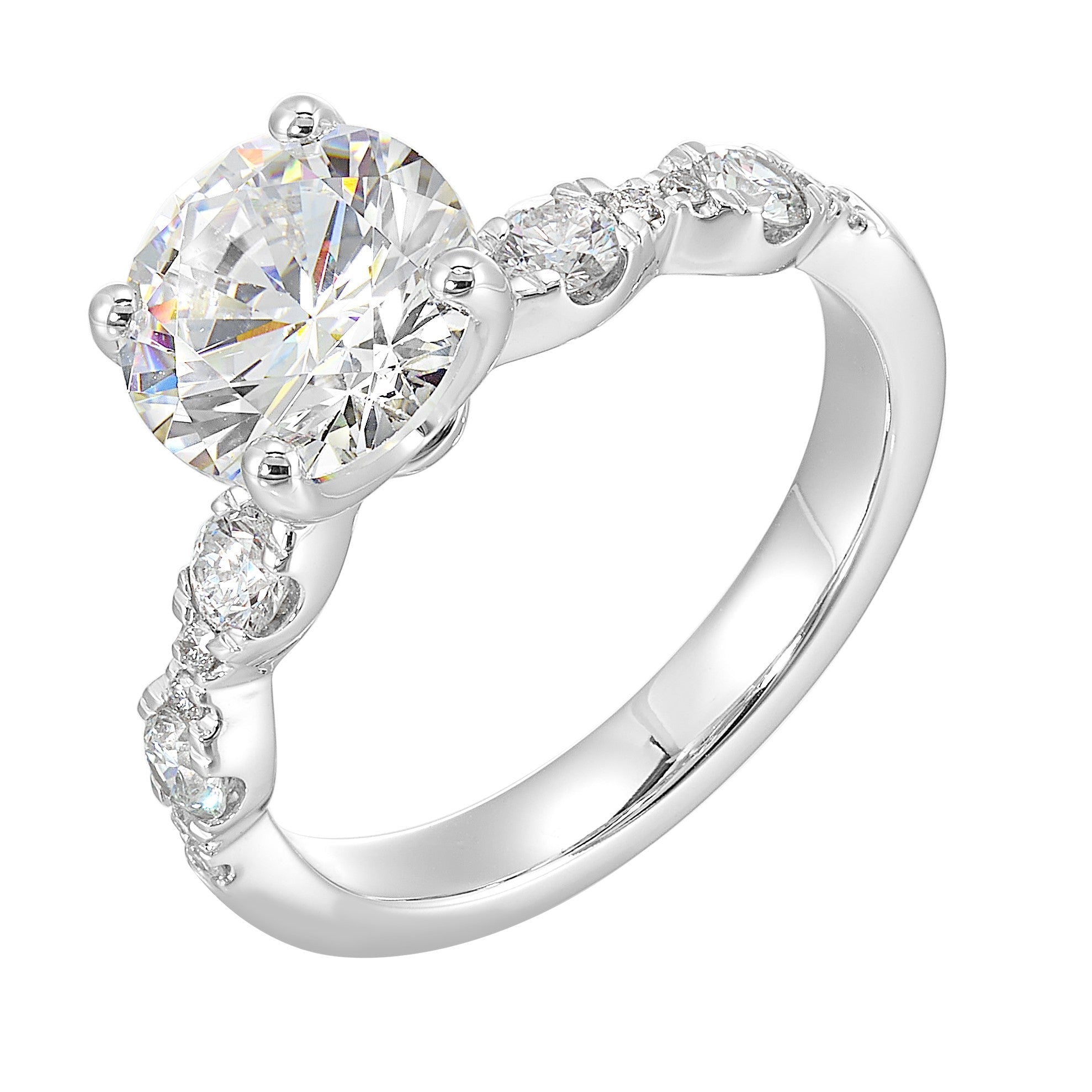 14Kt White Semi Mount 3/8Ctw For 2Ctw Round Center