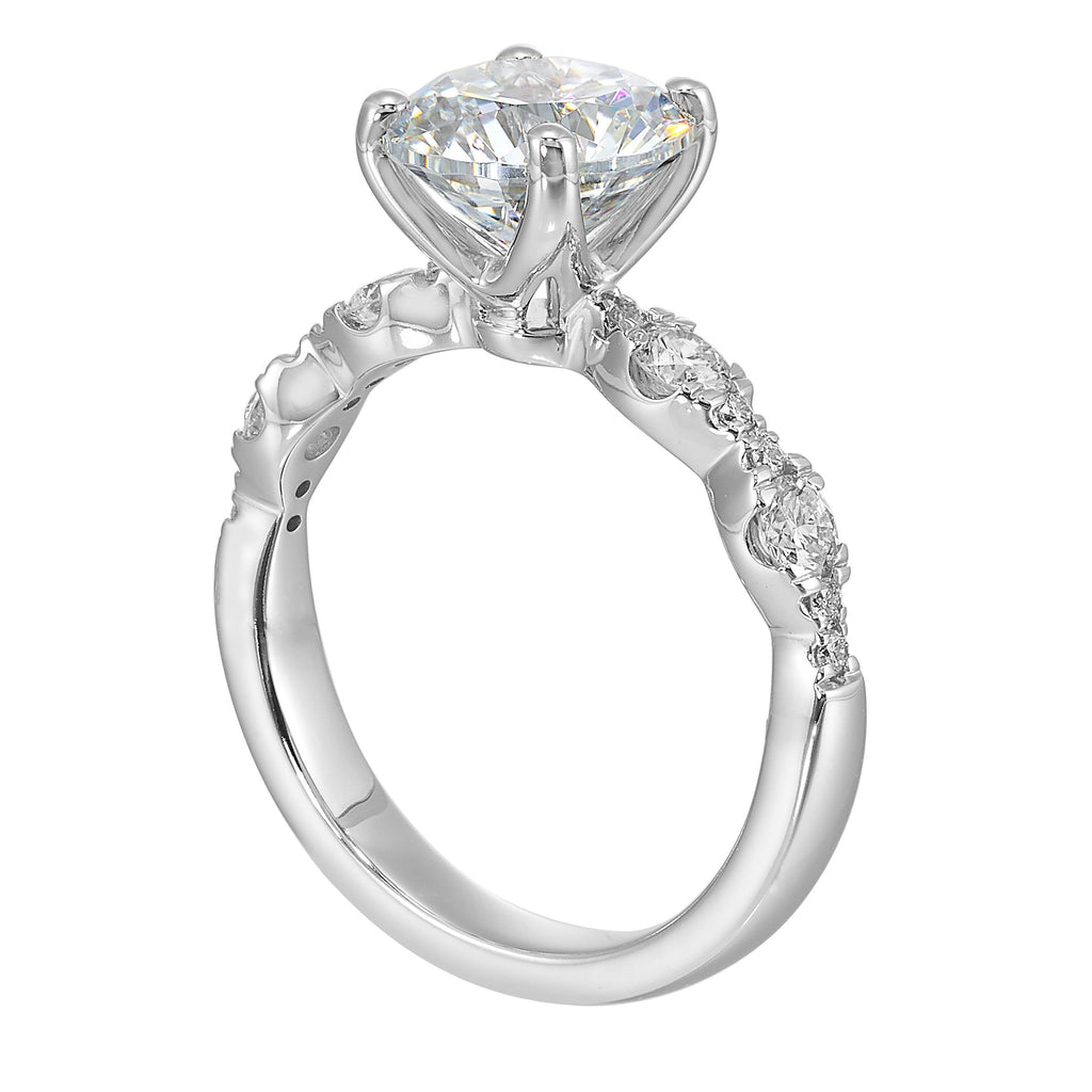 14Kt White Semi Mount 3/8Ctw For 2Ctw Round Center