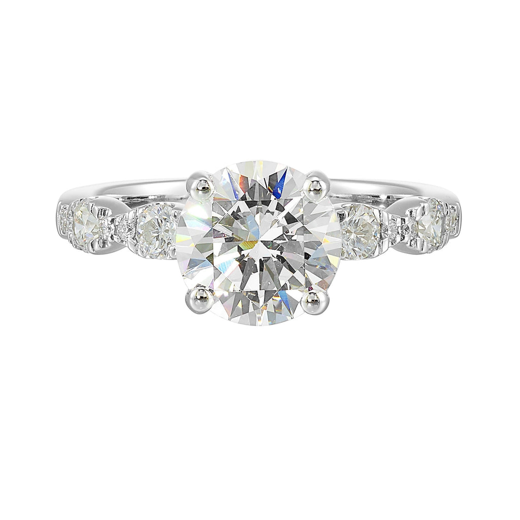14Kt White Semi Mount 3/8Ctw For 2Ctw Round Center