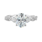 14Kt White Semi Mount 5/8Ctw For 2Ctw Oval Center