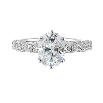14Kt White Semi Mount 1/3Ctw For 2Ctw Oval Center