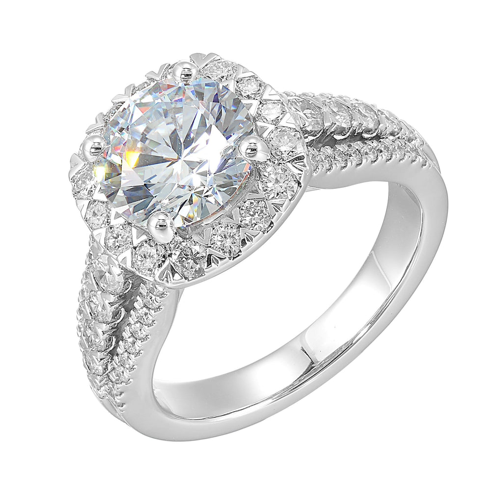 14Kt White Semi Mount 7/8Ctw For 2Ctw Round Center