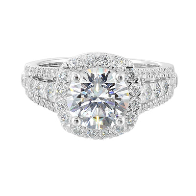 14Kt White Semi Mount 7/8Ctw For 2Ctw Round Center