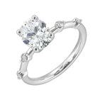 14Kt White Semi Mount 1/8Ctw For 2Ctw Oval Center