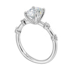 14Kt White Semi Mount 1/8Ctw For 2Ctw Oval Center
