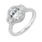 14Kt White Semi Mount 3/4Ctw For 2Ctw Oval Center