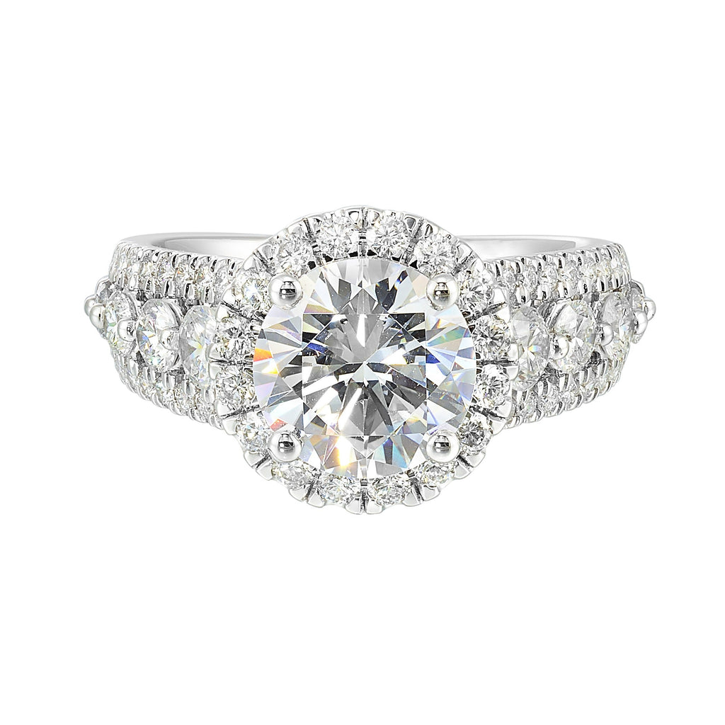 14Kt White Semi Mount 1 1/4Ctw For 2Ctw Round Center