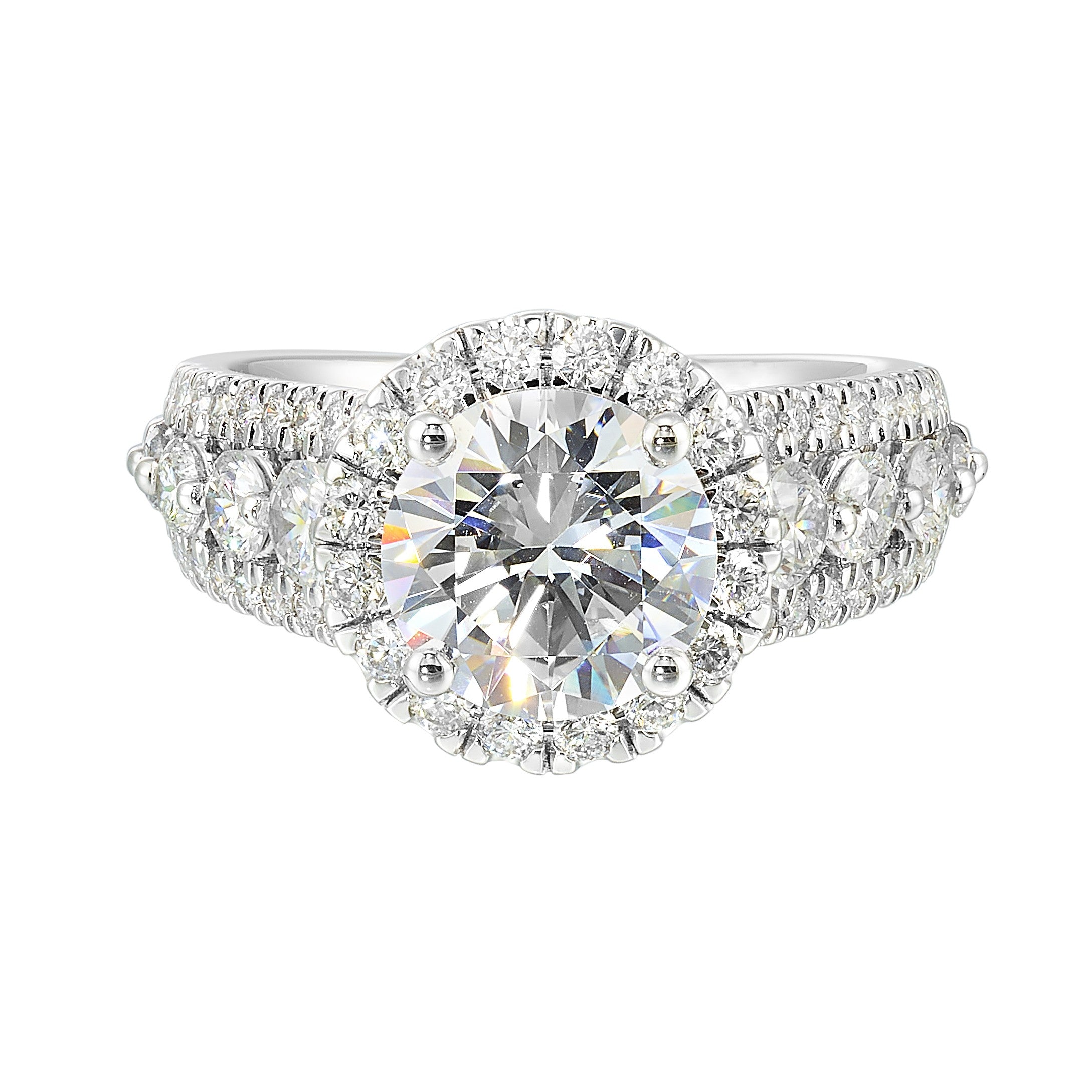 14Kt White Semi Mount 1 1/4Ctw For 2Ctw Round Center