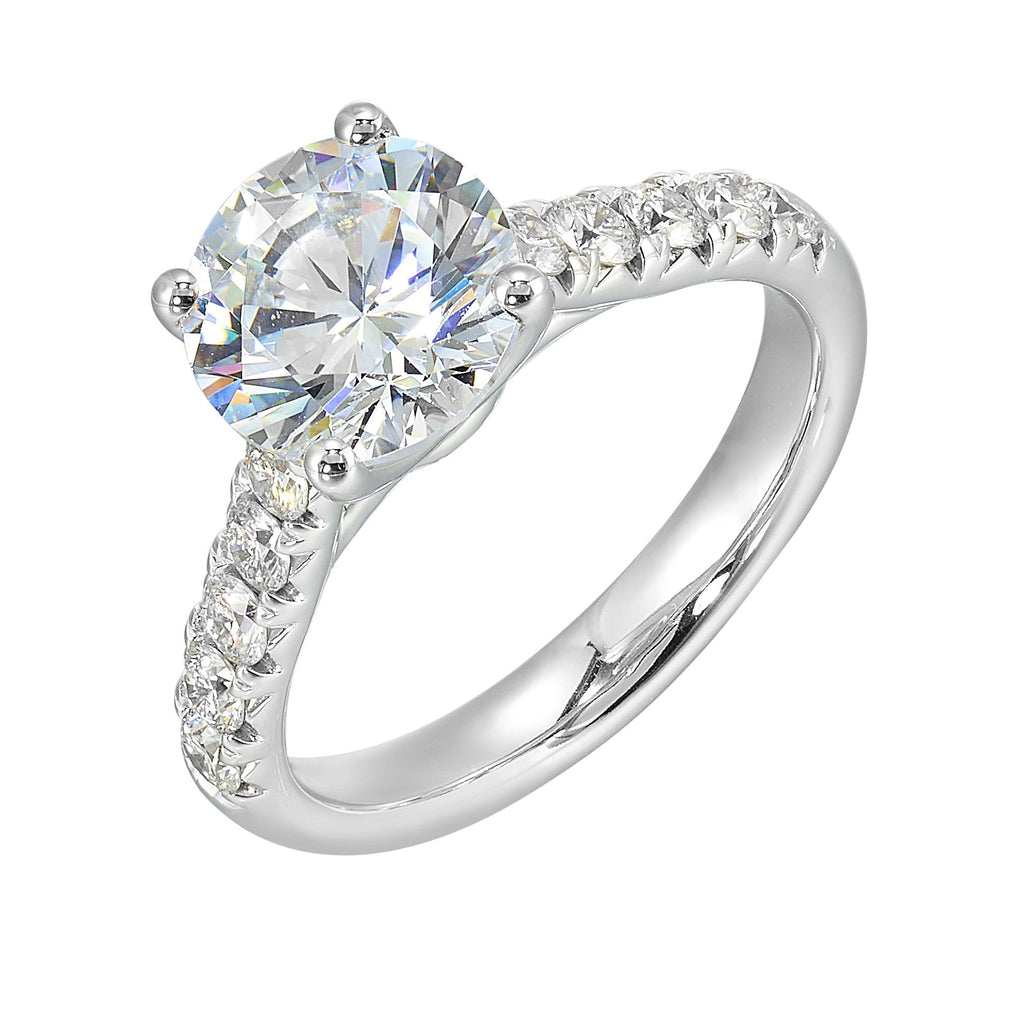 14Kt White Semi Mount 1/2Ctw For 2Ctw Round Center