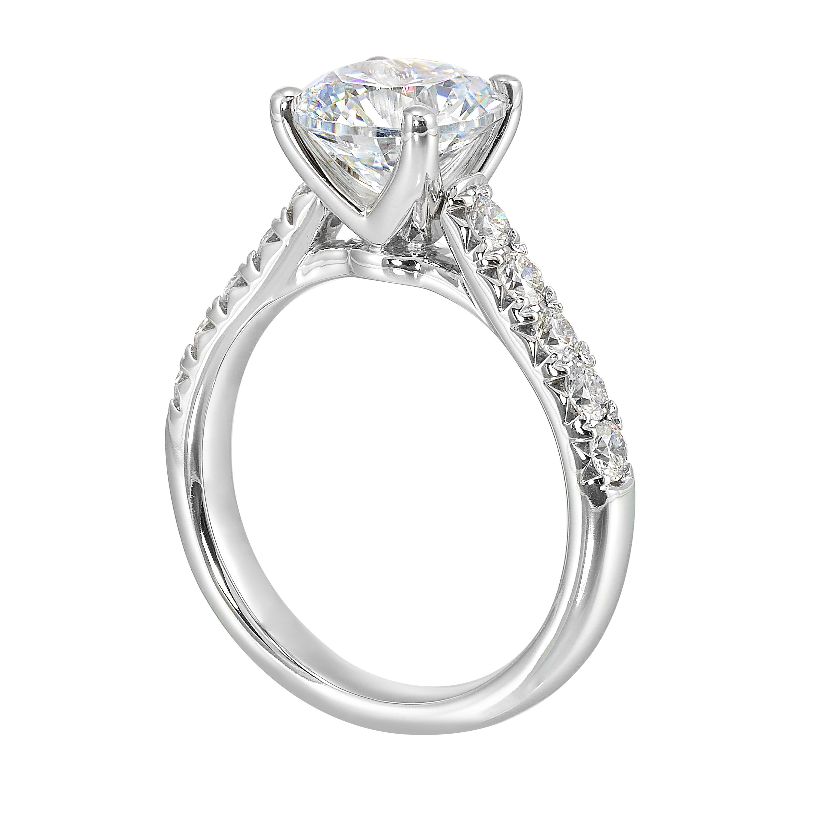 14Kt White Semi Mount 1/2Ctw For 2Ctw Round Center