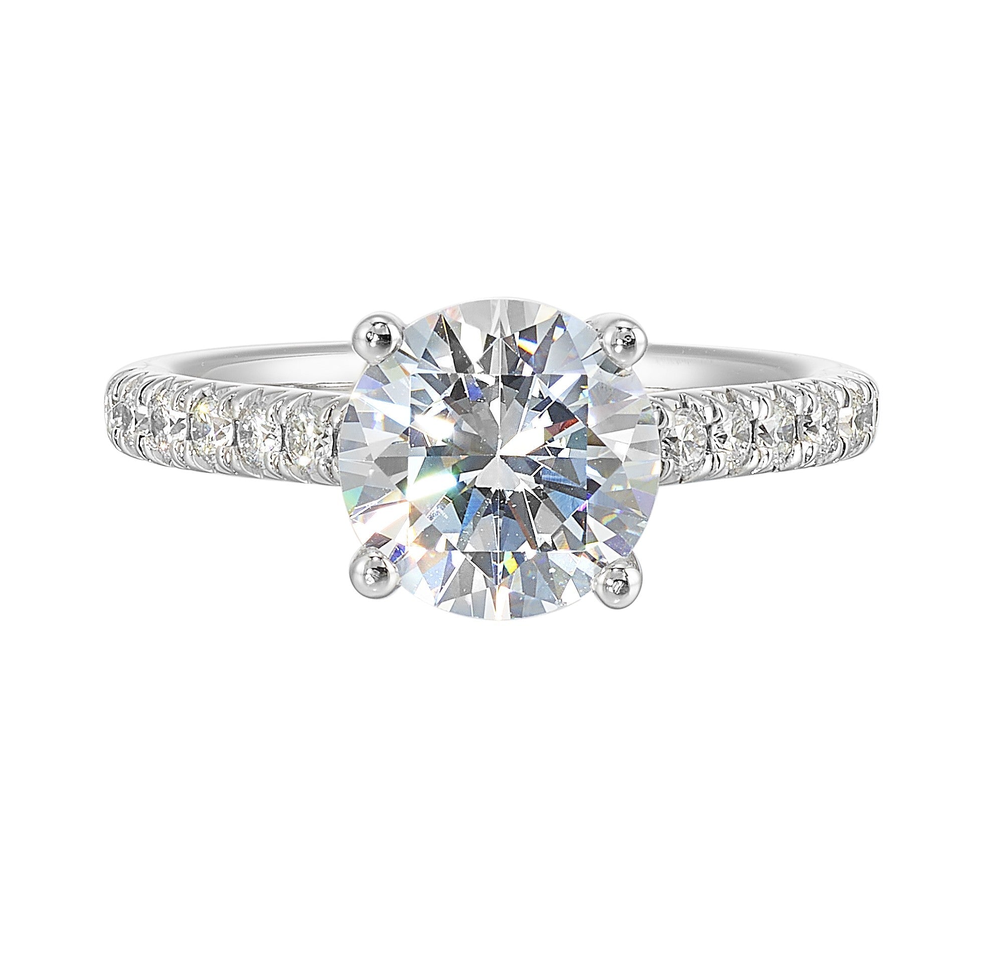 14Kt White Semi Mount 1/2Ctw For 2Ctw Round Center