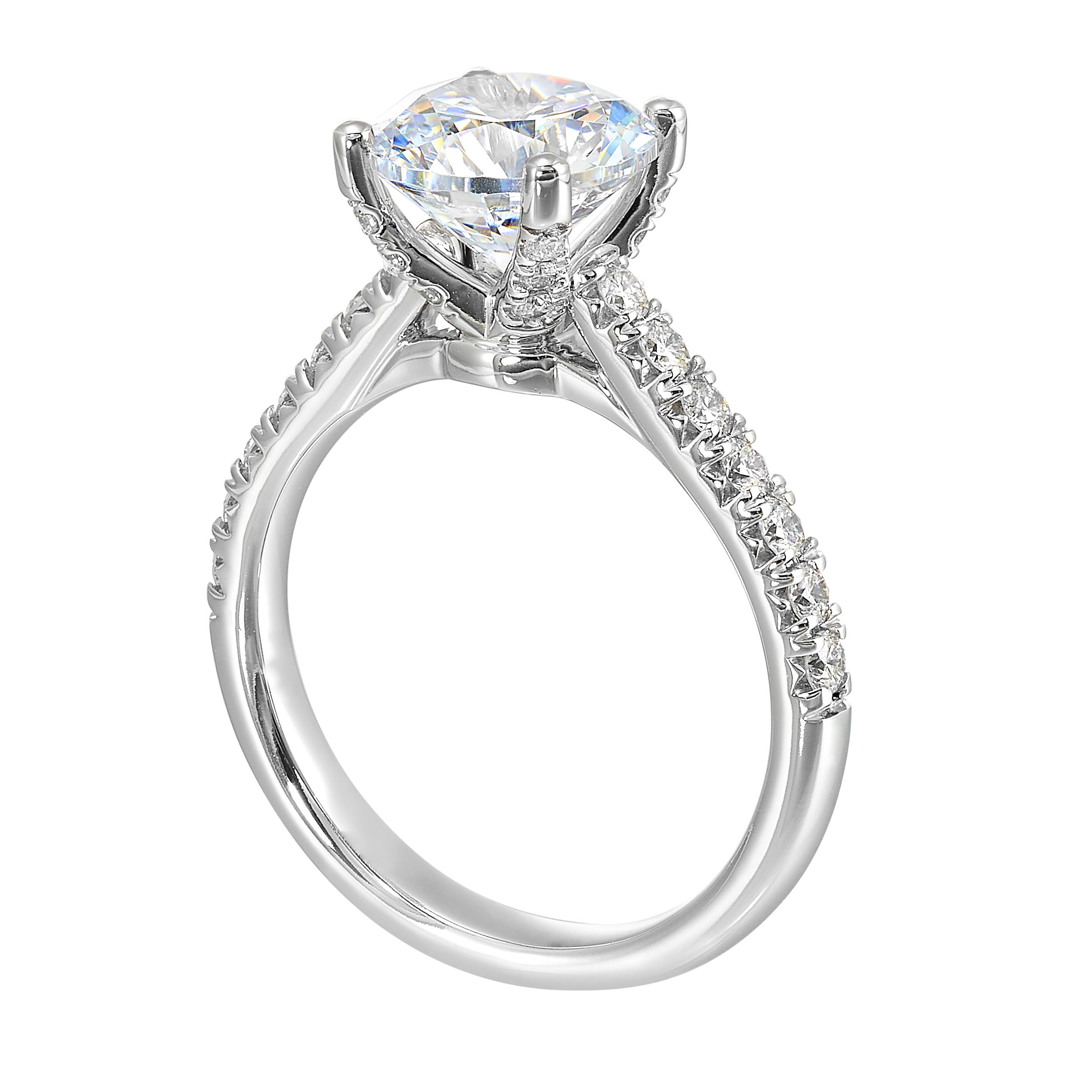 14Kt White Semi Mount 1/2Ctw For 2Ctw Round Center