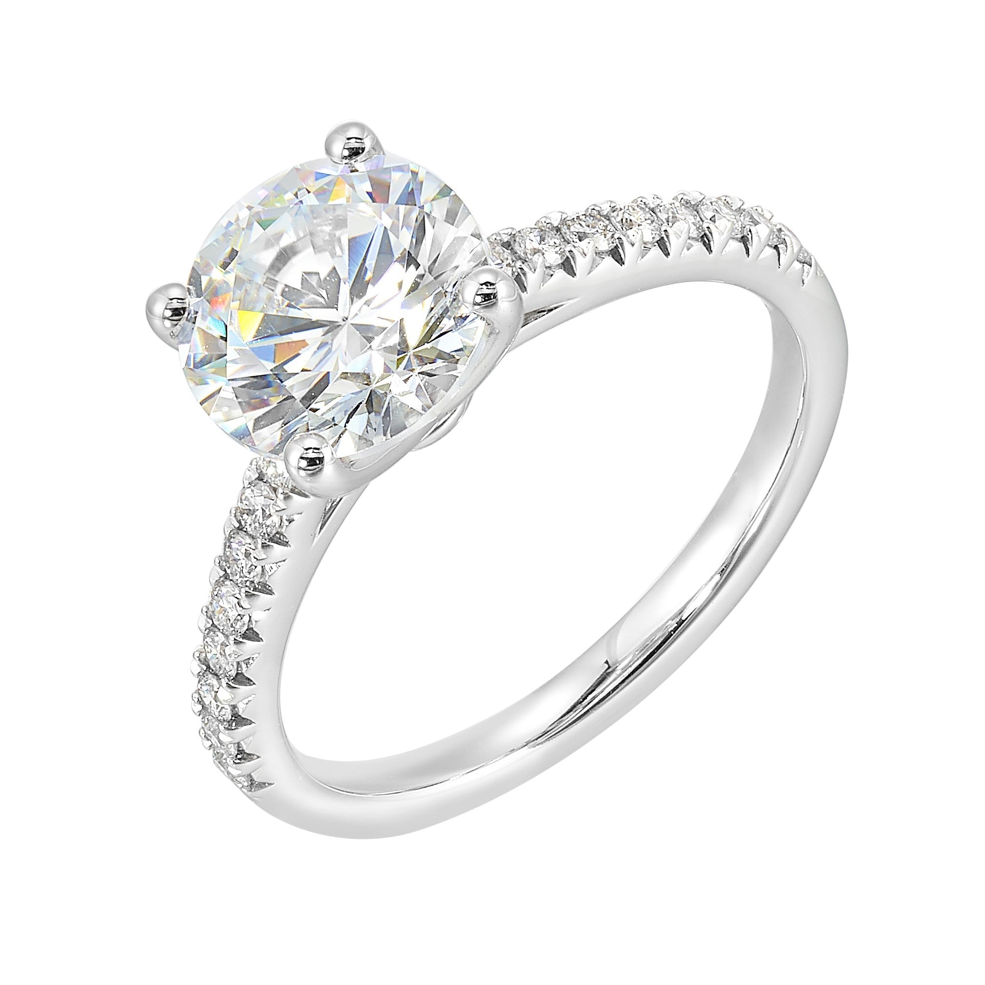 14Kt White Semi Mount 1/5Ctw For 2Ctw Round Center