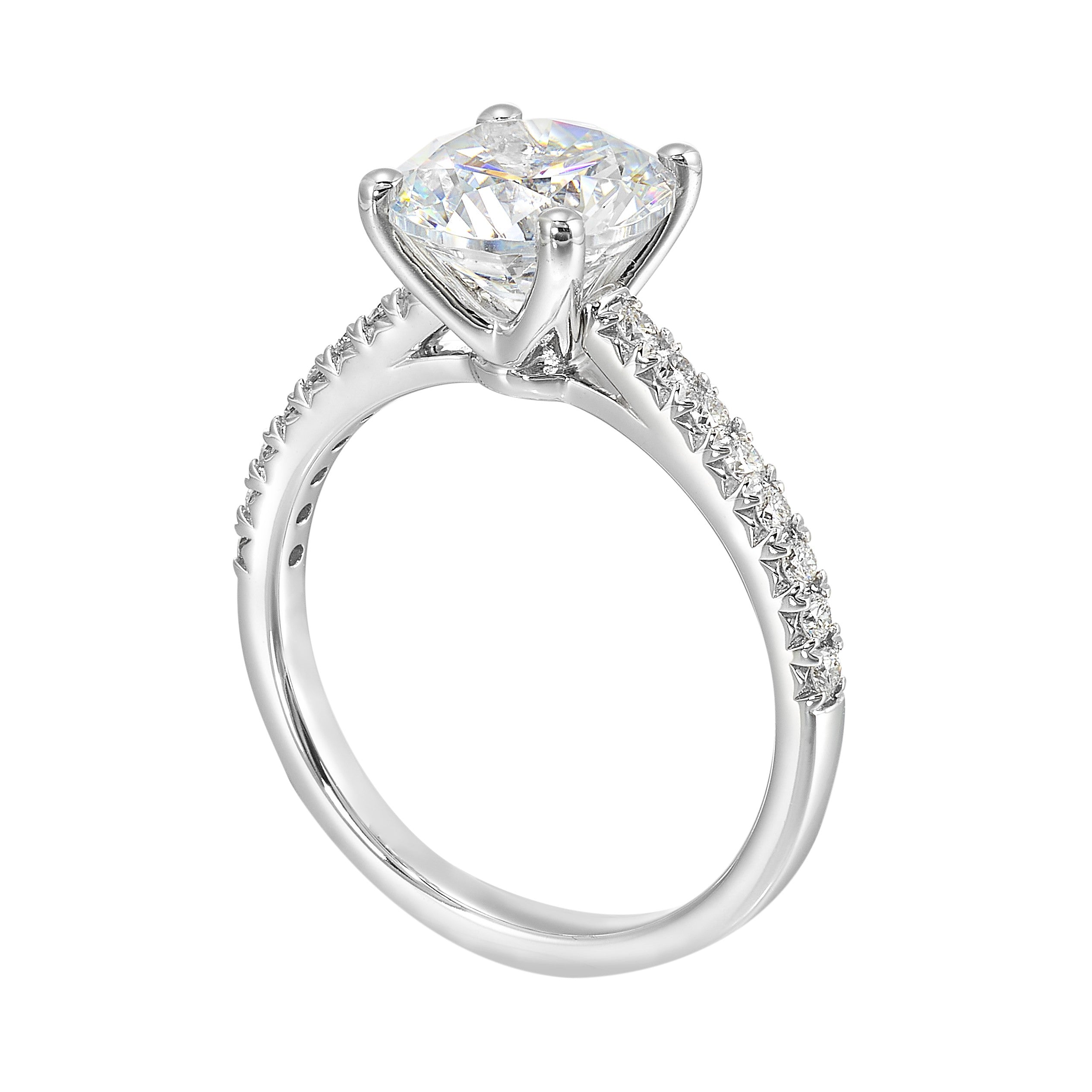 14Kt White Semi Mount 1/5Ctw For 2Ctw Round Center