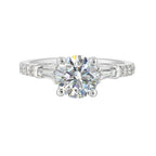 14Kt White Semi Mount 3/8Ctw For 1 1/2Ctw Round Center