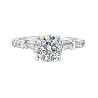 14Kt White Semi Mount 3/8Ctw For 1 1/2Ctw Round Center