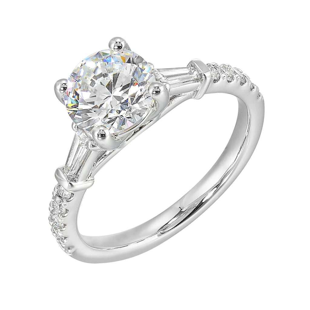 14Kt White Semi Mount 3/8Ctw For 1 1/2Ctw Round Center