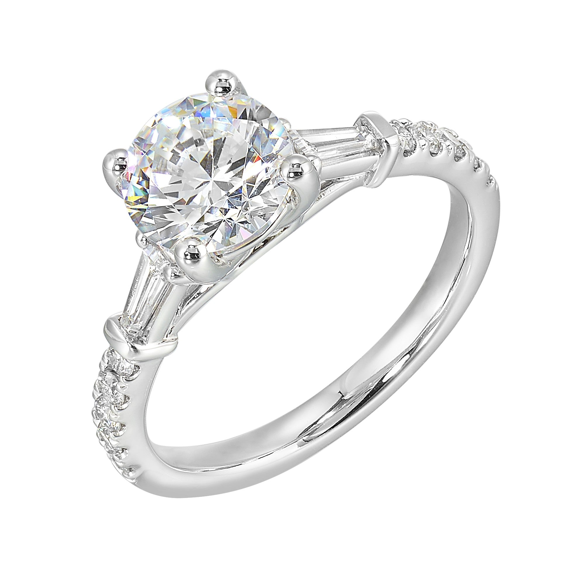 14Kt White Semi Mount 3/8Ctw For 1 1/2Ctw Round Center