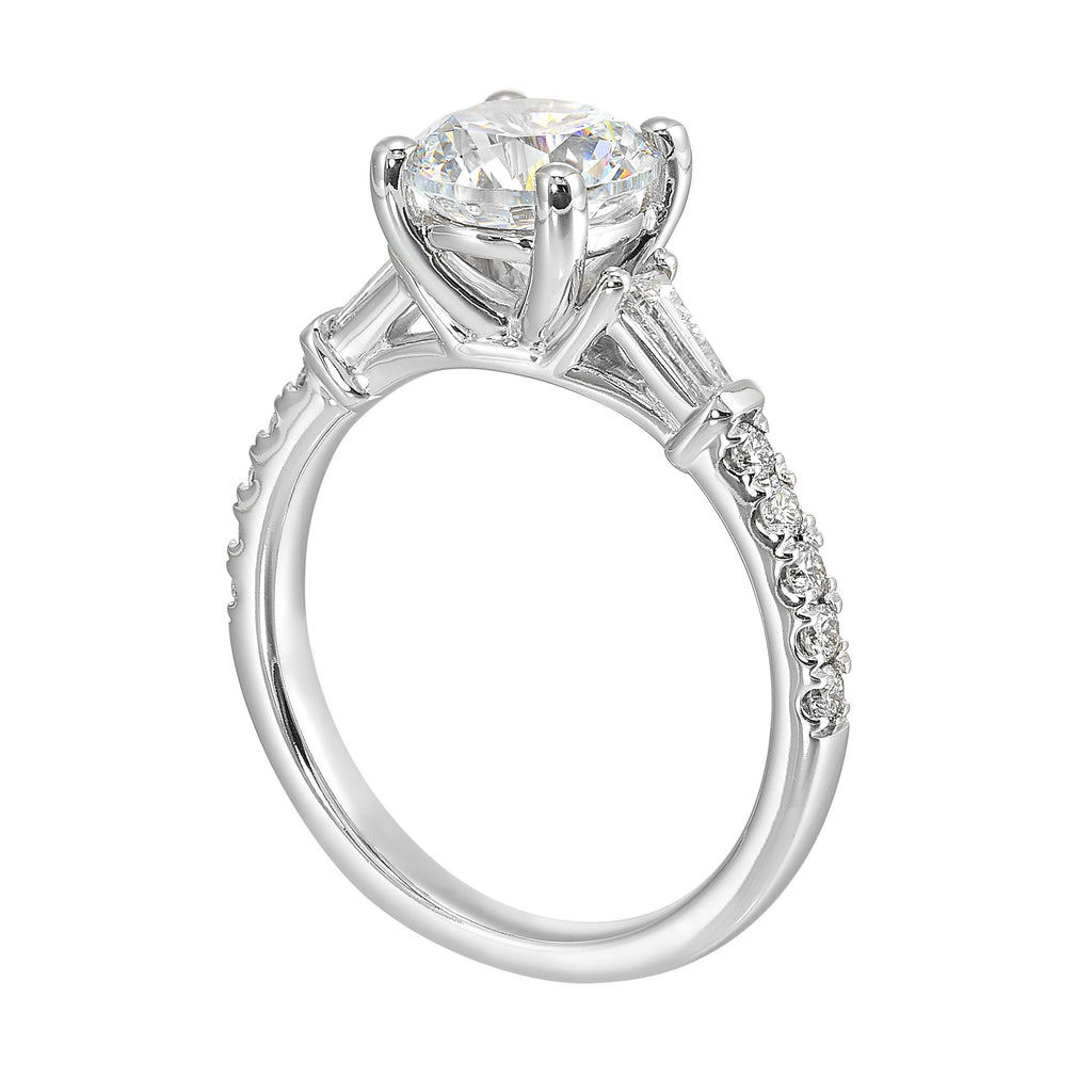 14Kt White Semi Mount 3/8Ctw For 1 1/2Ctw Round Center