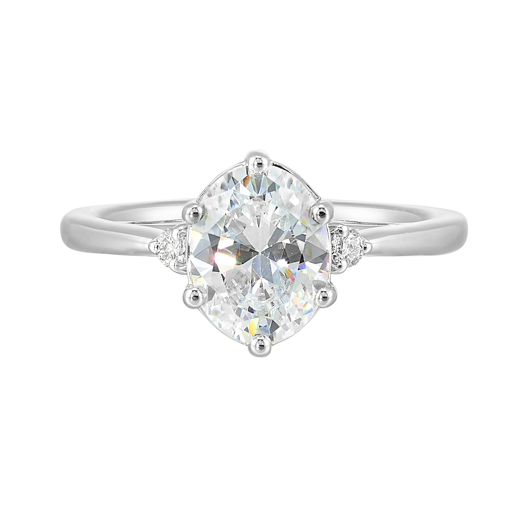 14Kt White Semi Mount 1/15Ctw For 2Ctw Oval Center