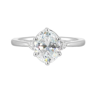 14Kt White Semi Mount 1/15Ctw For 2Ctw Oval Center