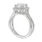14Kt White Semi Mount 1/2Ctw For 2Ctw Round Center